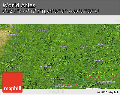 Satellite 3D Map of the Area around 6° 59' 36" N, 61° 7' 30" W