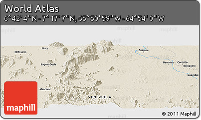 Shaded Relief Panoramic Map of the Area around 6° 59' 36" N, 65° 22' 30" W