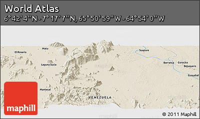 Shaded Relief Panoramic Map of the Area around 6° 59' 36" N, 65° 22' 30" W