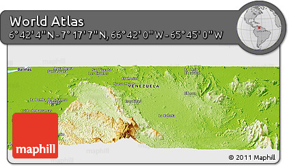 Physical Panoramic Map of the Area around 6° 59' 36" N, 66° 13' 29" W