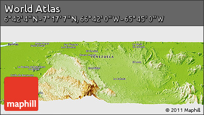 Physical Panoramic Map of the Area around 6° 59' 36" N, 66° 13' 29" W