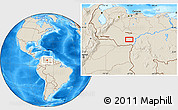 Shaded Relief Location Map of the area around 6° 59' 36" N, 67° 55' 30" W