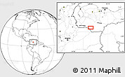 Blank Location Map of the area around 6° 59' 36" N, 69° 37' 30" W