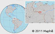 Gray Location Map of the area around 6° 59' 36" N, 69° 37' 30" W
