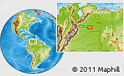 Physical Location Map of the area around 6° 59' 36" N, 69° 37' 30" W