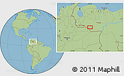 Savanna Style Location Map of the area around 6° 59' 36" N, 69° 37' 30" W
