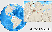 Shaded Relief Location Map of the area around 6° 59' 36" N, 69° 37' 30" W