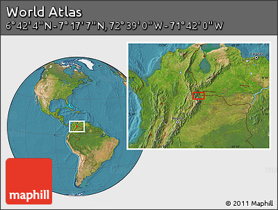 Satellite Location Map of the Area around 6° 59' 36" N, 72° 10' 30" W