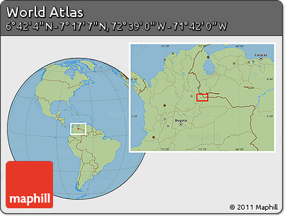 Savanna Style Location Map of the Area around 6° 59' 36" N, 72° 10' 30" W