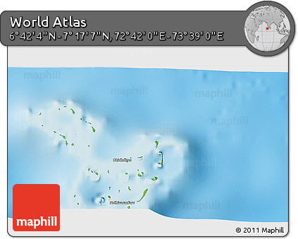 Physical 3D Map of the Area around 6° 59' 36" N, 73° 10' 30" E