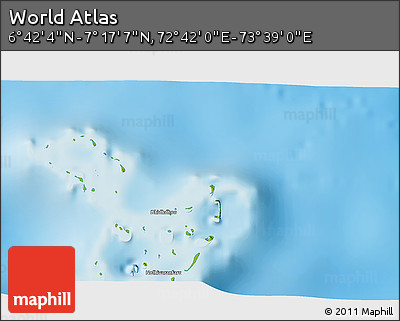 Physical 3D Map of the Area around 6° 59' 36" N, 73° 10' 30" E