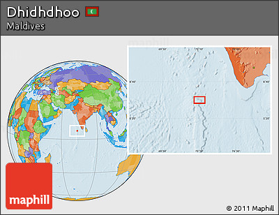 Political Location Map of Dhidhdhoo