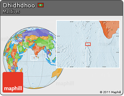 Political Location Map of Dhidhdhoo