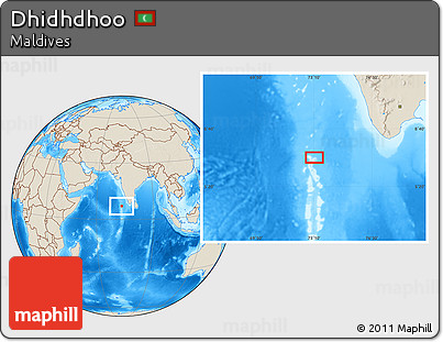 Shaded Relief Location Map of Dhidhdhoo