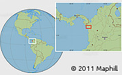 Savanna Style Location Map of the area around 6° 59' 36" N, 77° 16' 30" W