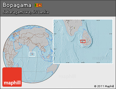 Gray Location Map of Bopagama, hill shading