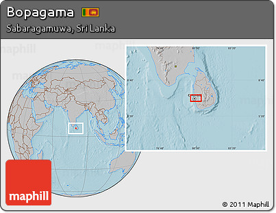 Gray Location Map of Bopagama, hill shading