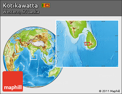 Physical Location Map of Kotikawatta
