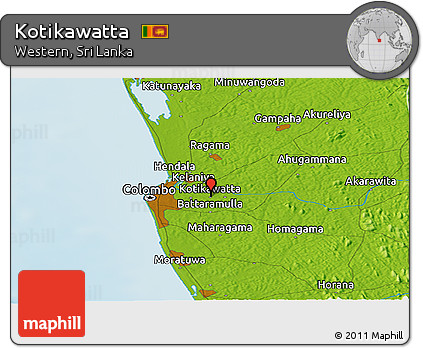 Physical Panoramic Map of Kotikawatta