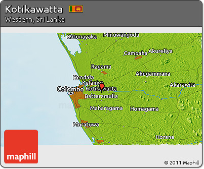 Physical Panoramic Map of Kotikawatta