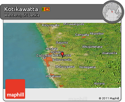 Satellite Panoramic Map of Kotikawatta