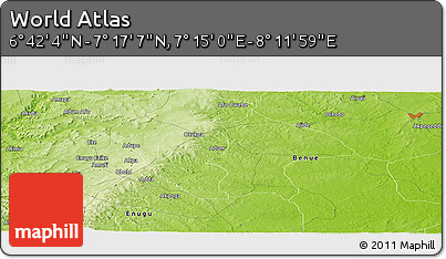 Physical Panoramic Map of the Area around 6° 59' 36" N, 7° 43' 29" E