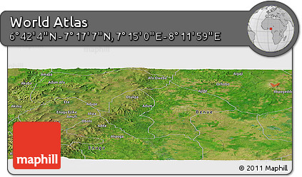 Satellite Panoramic Map of the Area around 6° 59' 36" N, 7° 43' 29" E
