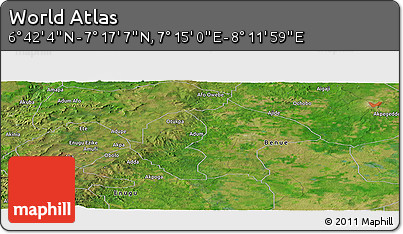 Satellite Panoramic Map of the Area around 6° 59' 36" N, 7° 43' 29" E
