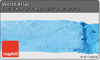 Shaded Relief Panoramic Map of the Area around 6° 59' 36" N, 83° 13' 29" W