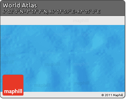Physical 3D Map of the Area around 6° 59' 36" N, 86° 46' 30" E
