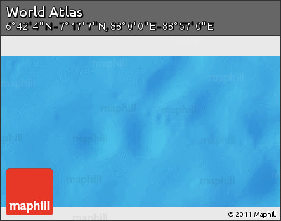 Physical 3D Map of the Area around 6° 59' 36" N, 88° 28' 29" E