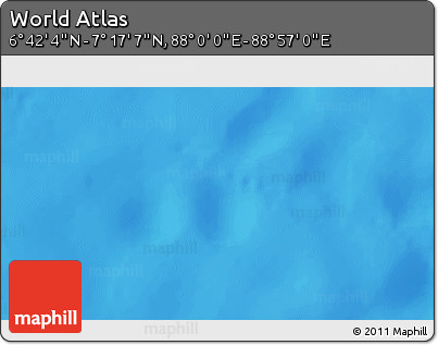 Physical 3D Map of the Area around 6° 59' 36" N, 88° 28' 29" E