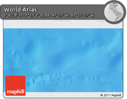 Physical 3D Map of the Area around 6° 59' 36" N, 88° 19' 29" W
