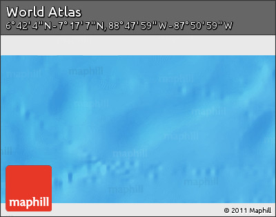 Physical 3D Map of the Area around 6° 59' 36" N, 88° 19' 29" W