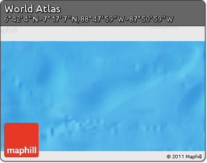 Physical 3D Map of the Area around 6° 59' 36" N, 88° 19' 29" W