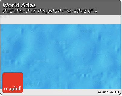Physical 3D Map of the Area around 6° 59' 36" N, 89° 10' 30" W
