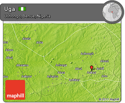 Physical 3D Map of Uga