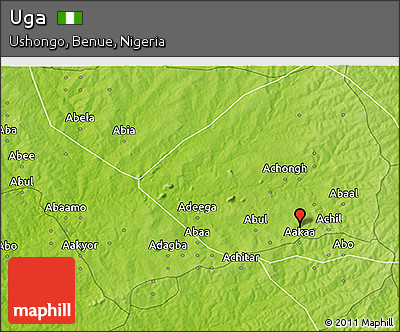 Physical 3D Map of Uga
