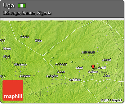 Physical 3D Map of Uga