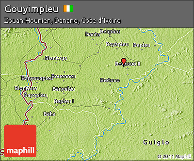 Physical 3D Map of Gouyimpleu