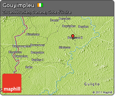 Physical 3D Map of Gouyimpleu