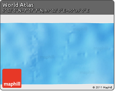Physical 3D Map of the Area around 6° 59' 36" N, 90° 10' 30" E