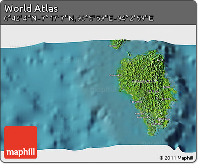 Satellite 3D Map of the Area around 6° 59' 36" N, 93° 34' 29" E