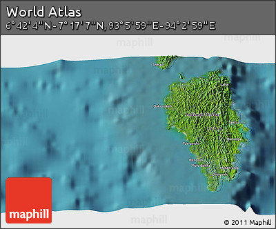 Satellite 3D Map of the Area around 6° 59' 36" N, 93° 34' 29" E