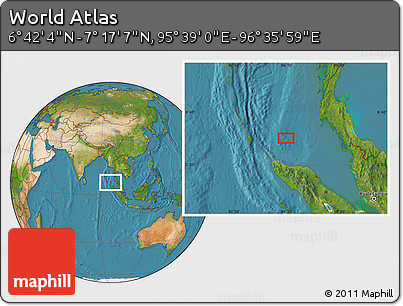 Satellite Location Map of the Area around 6° 59' 36" N, 96° 7' 30" E