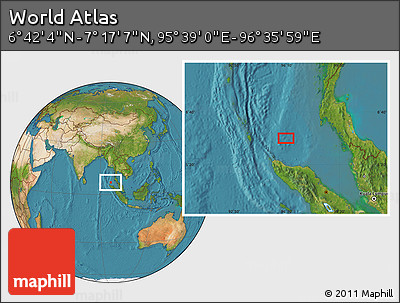 Satellite Location Map of the Area around 6° 59' 36" N, 96° 7' 30" E