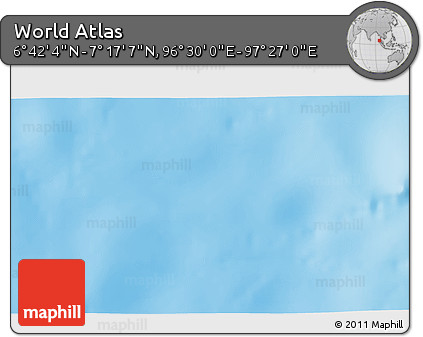 Physical 3D Map of the Area around 6° 59' 36" N, 96° 58' 29" E