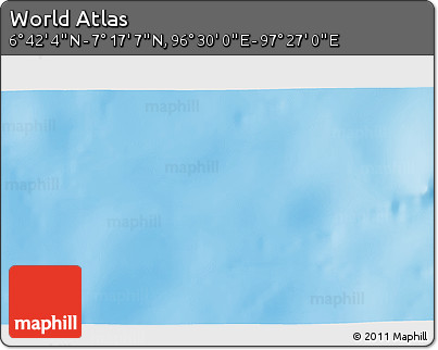 Physical 3D Map of the Area around 6° 59' 36" N, 96° 58' 29" E