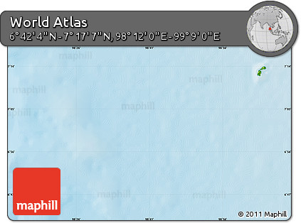Physical Map of the Area around 6° 59' 36" N, 98° 40' 30" E