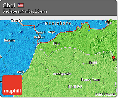 Political 3D Map of Gbei